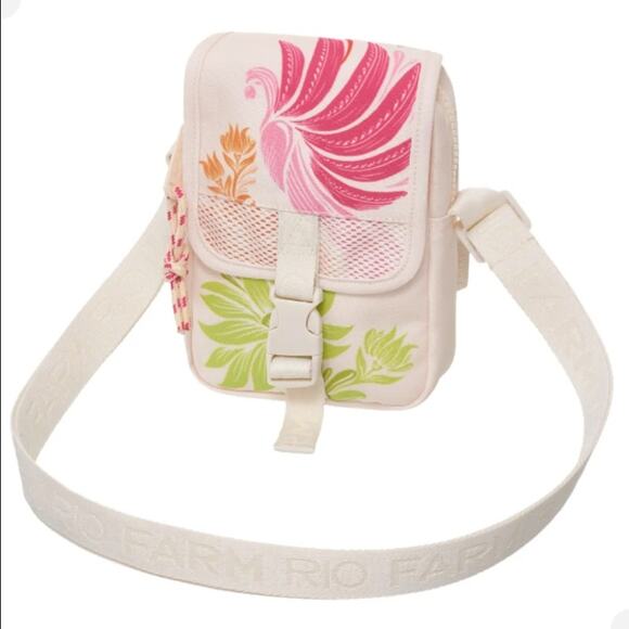 FARM Rio Handbags - FARM Rio Fervo Rainbow Tropical Crossbody Bag Cream Floral Brazil Exclusive NWT